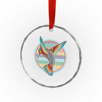 Colorful Geometric Tribal Hummingbird Crystal Glass Ornament Southwest Pattern Graphic