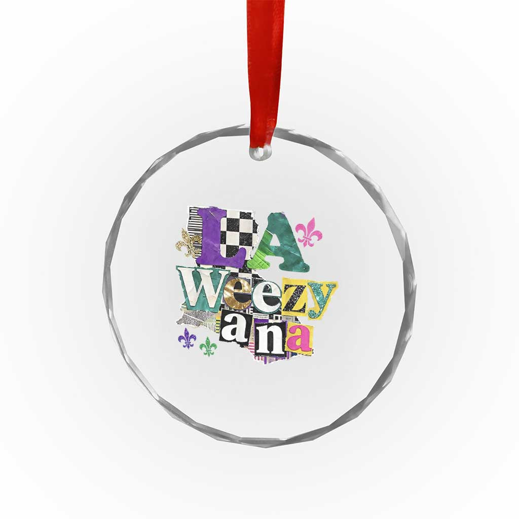 Colorful La-Weezi-ana Mardi Gras Louisiana Pride Crystal Glass Ornament Funky Carnival Vibes