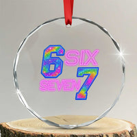 Colorful Neon Light Effect Crystal Glass Ornament Six Seven Meme