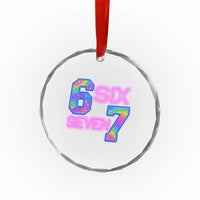 Colorful Neon Light Effect Crystal Glass Ornament Six Seven Meme