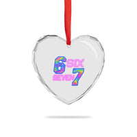 Colorful Neon Light Effect Heart Crystal Glass Ornament Six Seven Meme