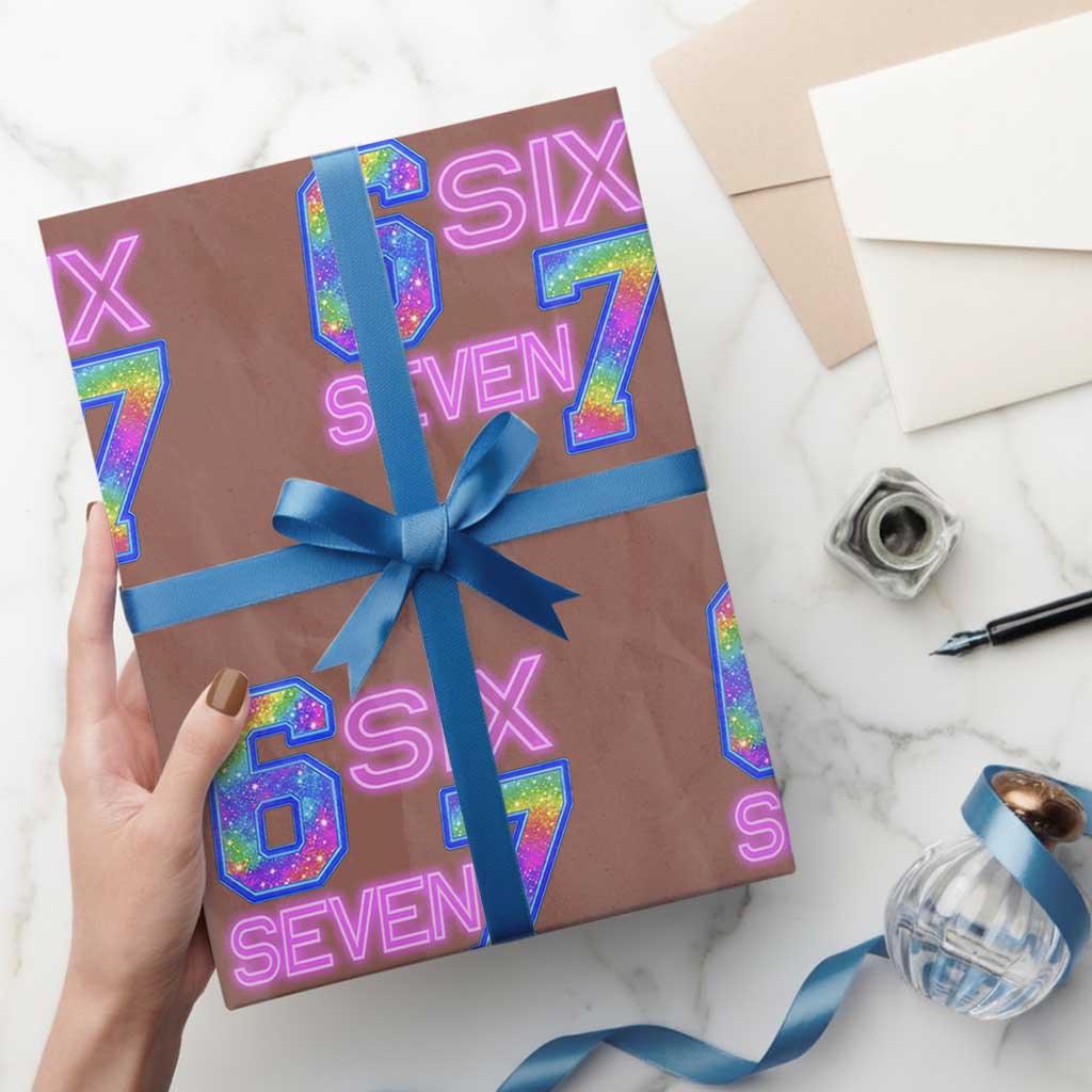 Colorful Neon Light Effect Wrapping Paper Roll Six Seven Meme