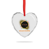 Colorful Paint Splatter 2026 Total Solar Eclipse Totality Astronomy Heart Crystal Glass Ornament