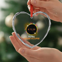Colorful Paint Splatter 2026 Total Solar Eclipse Totality Astronomy Heart Crystal Glass Ornament