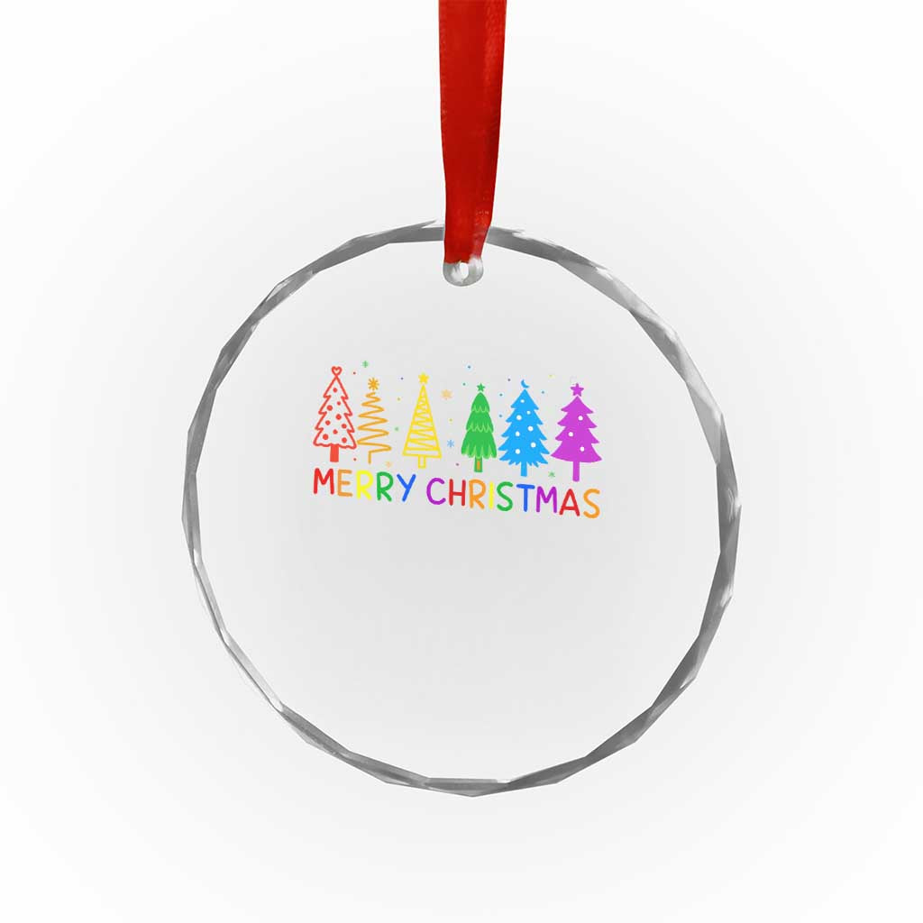 Colorful Rainbow Christmas Trees Crystal Glass Ornament Merry Xmas Fun Festive Holiday Pride Gift - Wonder Print Shop
