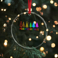 Colorful Rainbow Christmas Trees Crystal Glass Ornament Merry Xmas Fun Festive Holiday Pride Gift - Wonder Print Shop