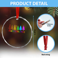Colorful Rainbow Christmas Trees Crystal Glass Ornament Merry Xmas Fun Festive Holiday Pride Gift - Wonder Print Shop
