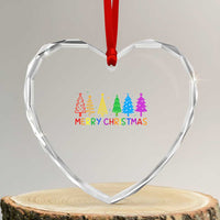 Colorful Rainbow Christmas Trees Heart Crystal Glass Ornament Merry Xmas Fun Festive Holiday Pride Gift - Wonder Print Shop