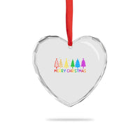 Colorful Rainbow Christmas Trees Heart Crystal Glass Ornament Merry Xmas Fun Festive Holiday Pride Gift - Wonder Print Shop