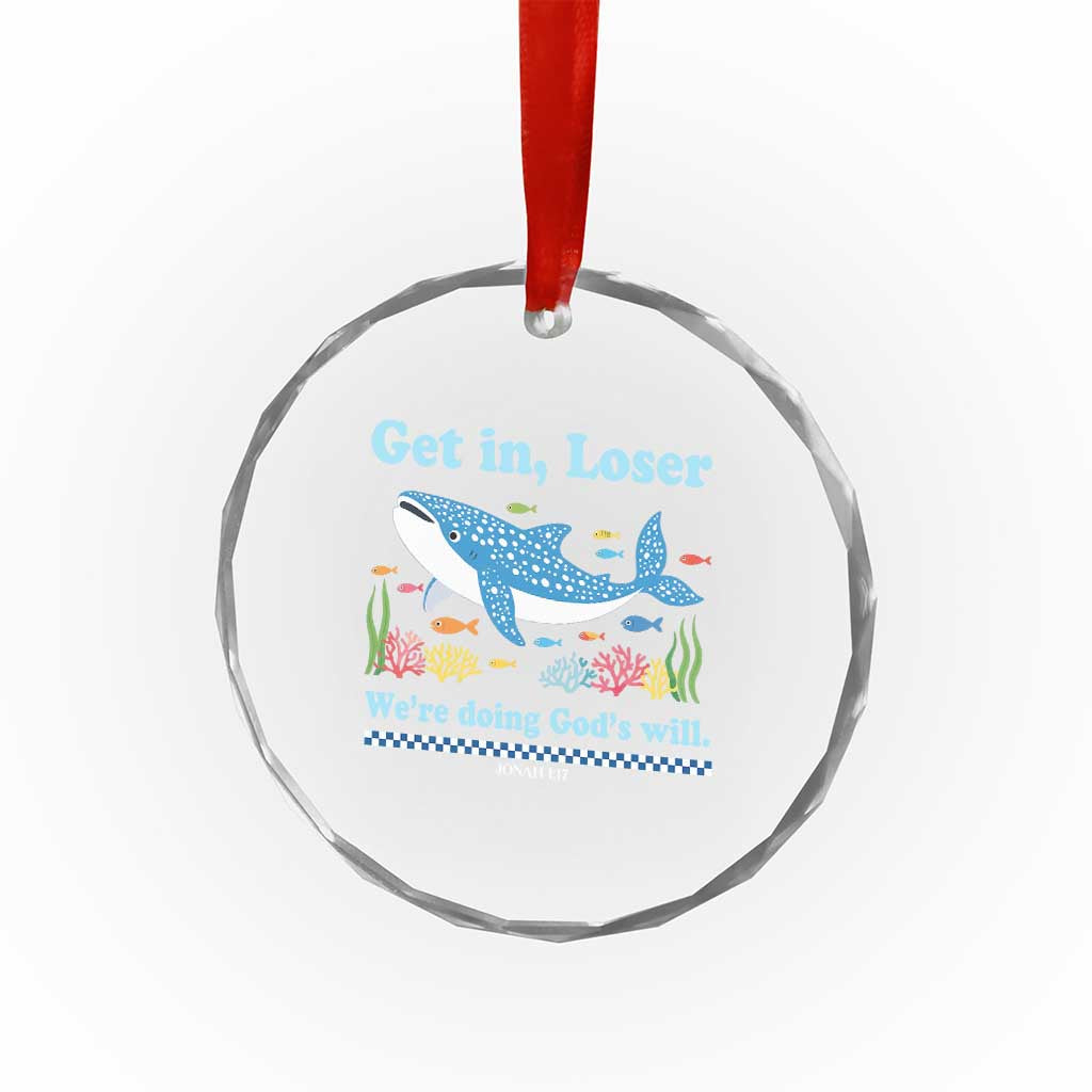 Colorful Whale Shark Christian Bible Jonah 1:17 Crystal Glass Ornament Funny Get In Loser We're Doing God's Will
