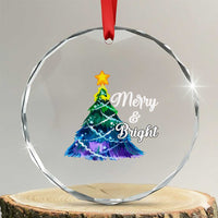 Colorful Xmas Tree Merry And Bright Crystal Glass Ornament TS09