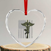 Combat Medic Soldier Heart Crystal Glass Ornament Caduceus Vintage American Flag - Wonder Print Shop