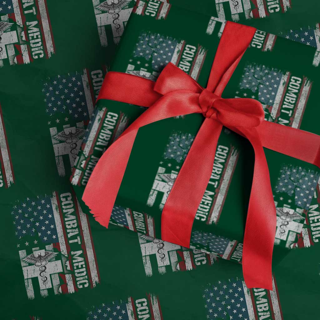 Combat Medic Soldier Wrapping Paper Roll Medical Military American Flag - Wonder Print Shop