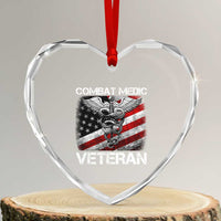 Combat Medic Veteran Heart Crystal Glass Ornament Medical Military Soldier Vintage American Flag - Wonder Print Shop