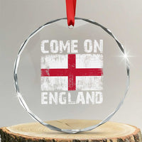 Come On England Crystal Glass Ornament Vintage St George Cross Flag Football Fan