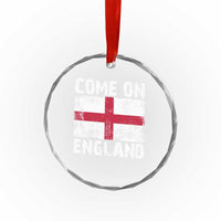 Come On England Crystal Glass Ornament Vintage St George Cross Flag Football Fan