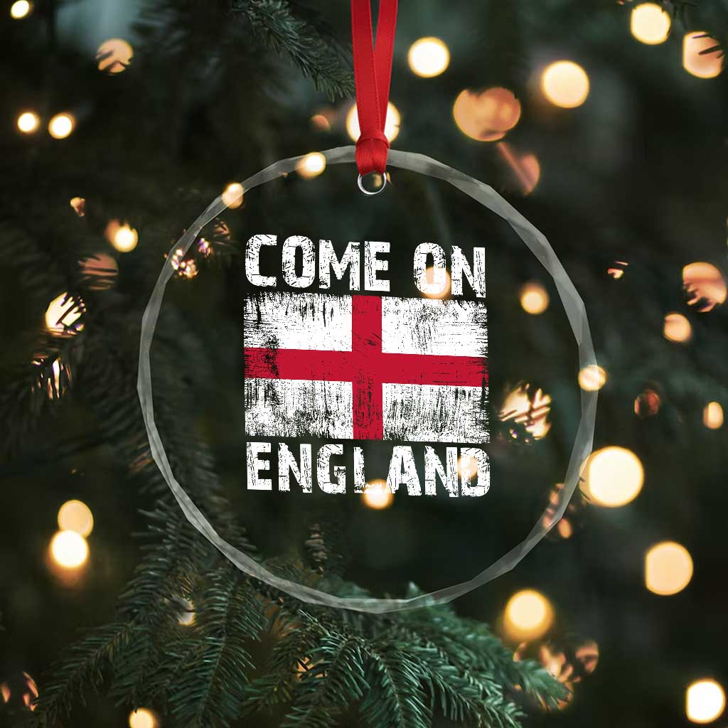 Come On England Crystal Glass Ornament Vintage St George Cross Flag Football Fan