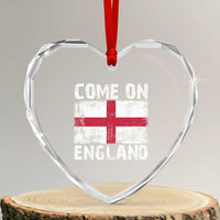 Come On England Heart Crystal Glass Ornament Vintage St George Cross Flag Football Fan