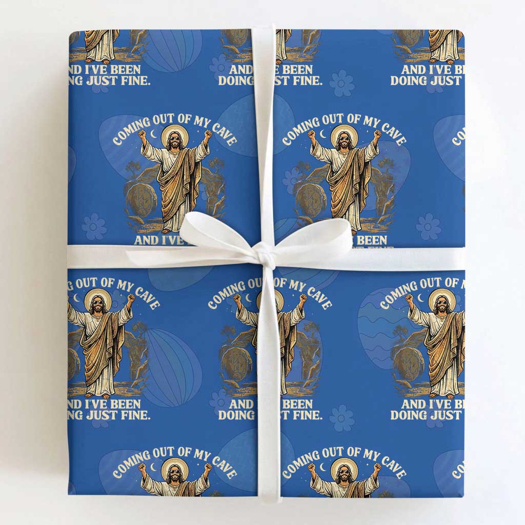 Coming Out Of My Cave Christian Easter Wrapping Paper Roll Risen Jesus Tomb Scene Inspirational Faith Message Gift