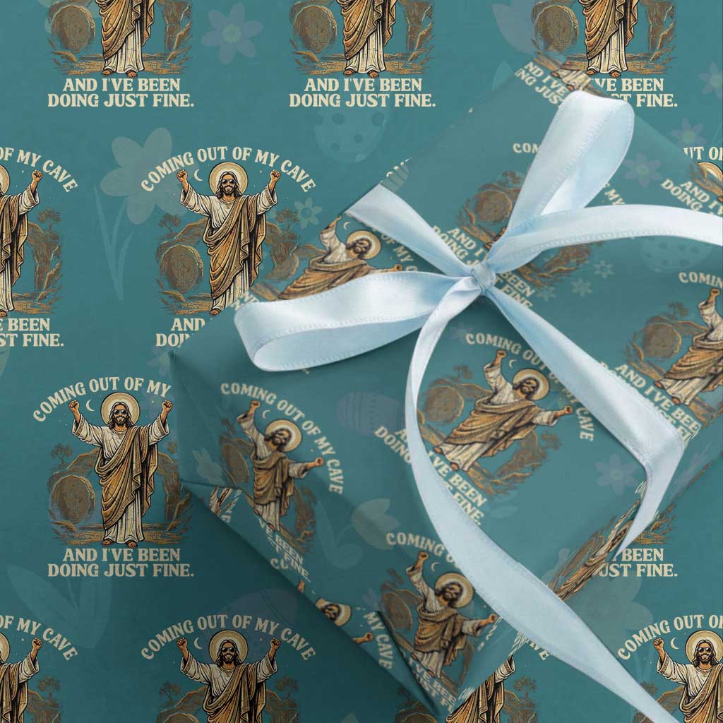 Coming Out Of My Cave Christian Easter Wrapping Paper Roll Risen Jesus Tomb Scene Inspirational Faith Message Gift