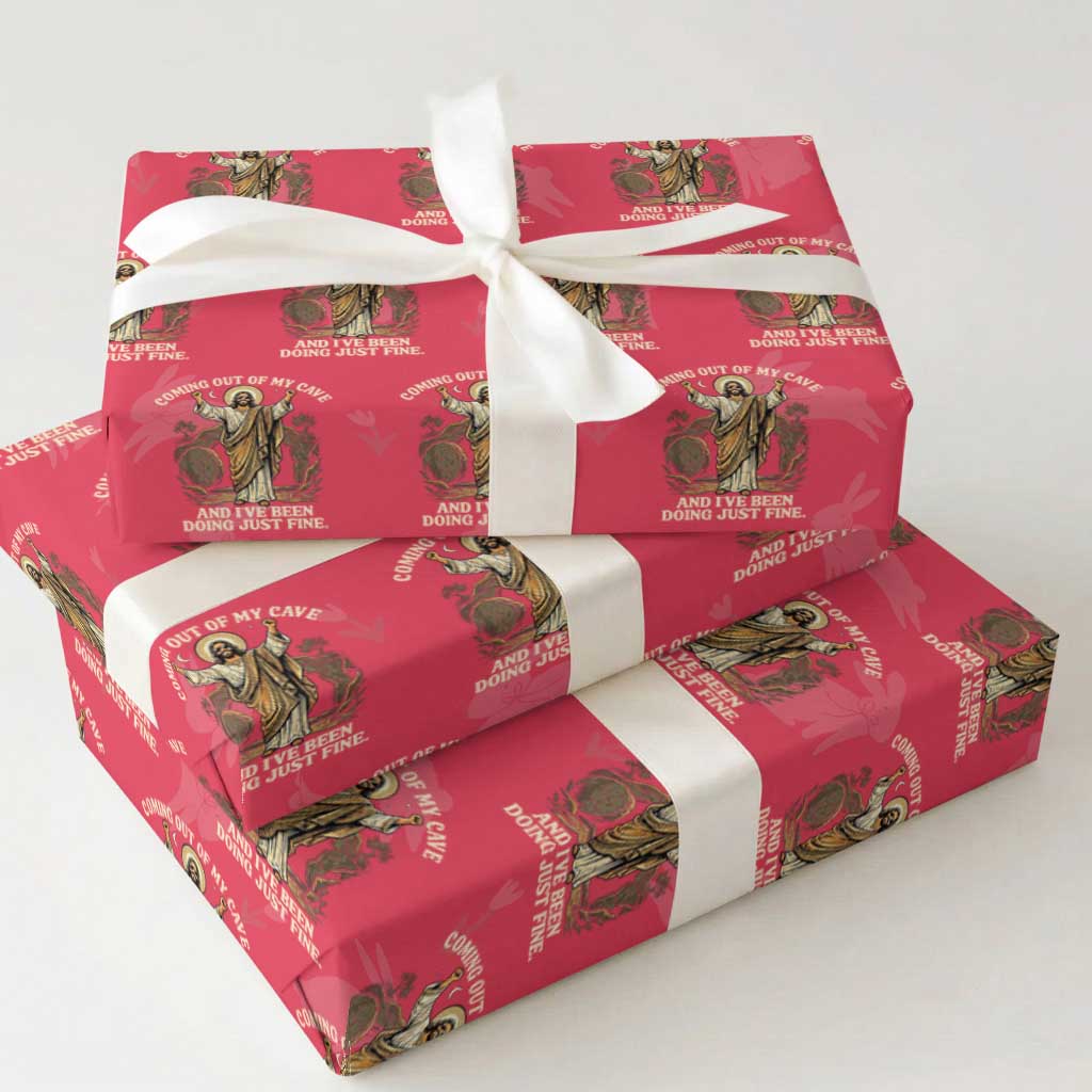 Coming Out Of My Cave Christian Easter Wrapping Paper Roll Risen Jesus Tomb Scene Inspirational Faith Message Gift