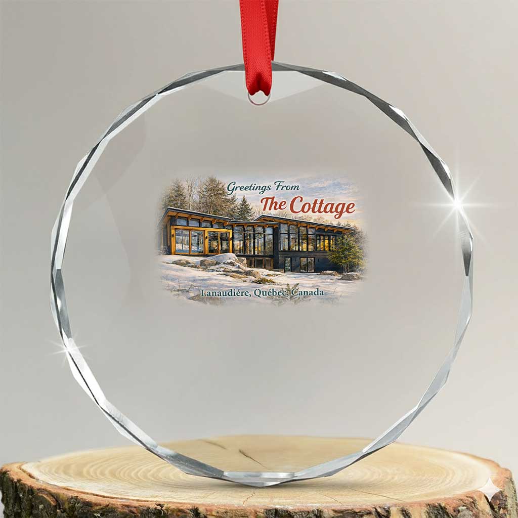 Coming To The Cottage Crystal Glass Ornament Retro LGBT Romance Hockey Fan