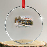 Coming To The Cottage Crystal Glass Ornament Retro LGBT Romance Hockey Fan