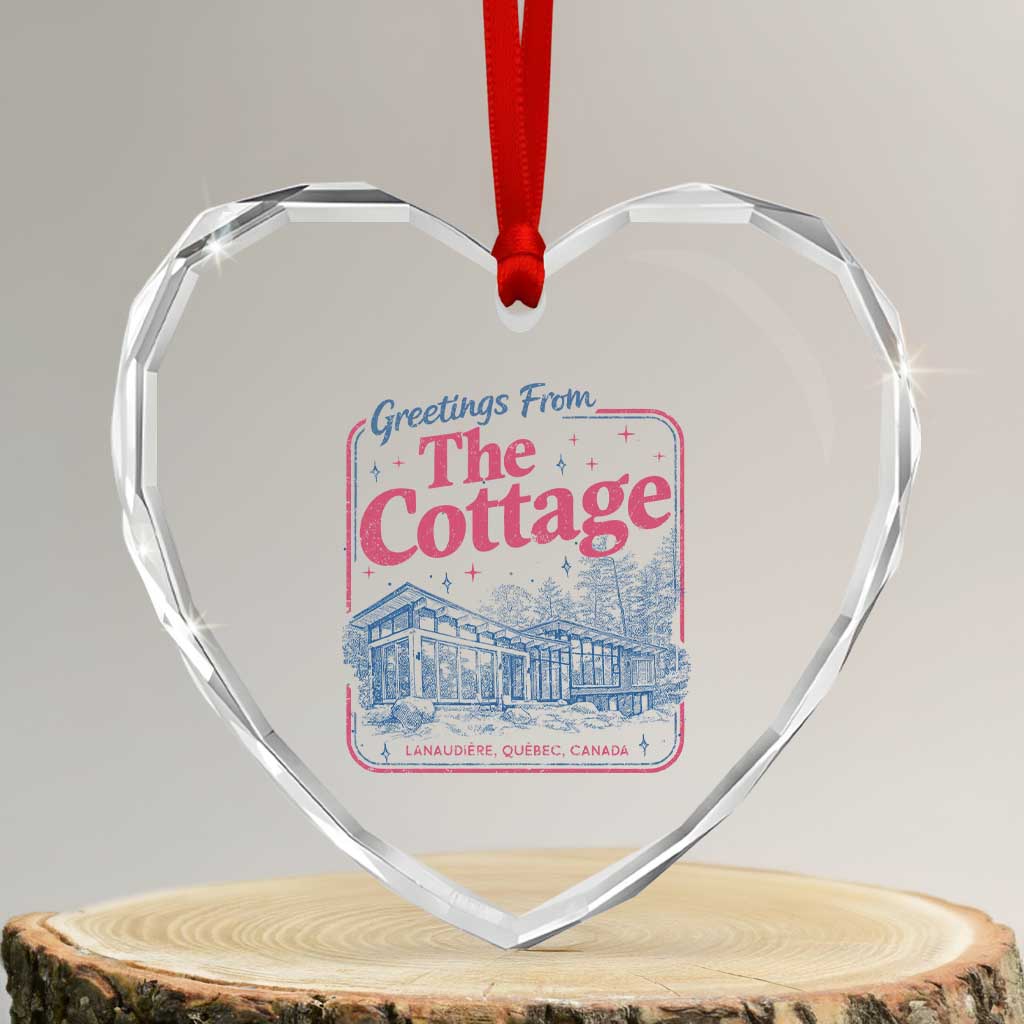 Coming To The Cottage Heart Crystal Glass Ornament LGBT Romance Hockey Fan