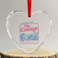 Coming To The Cottage Heart Crystal Glass Ornament LGBT Romance Hockey Fan