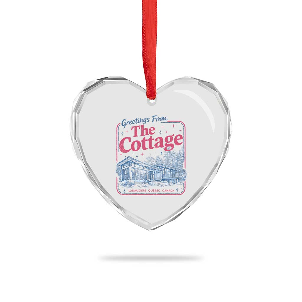 Coming To The Cottage Heart Crystal Glass Ornament LGBT Romance Hockey Fan