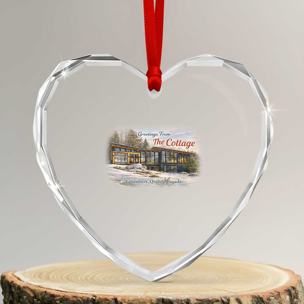 Coming To The Cottage Heart Crystal Glass Ornament Retro LGBT Romance Hockey Fan