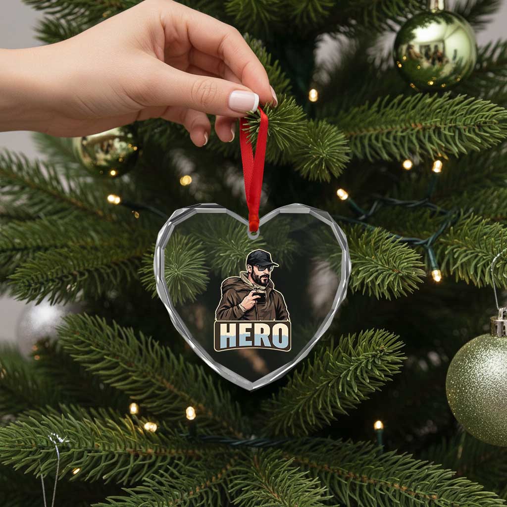 Community Hero Alex Pretti Heart Crystal Glass Ornament Minneapolis Support Gift