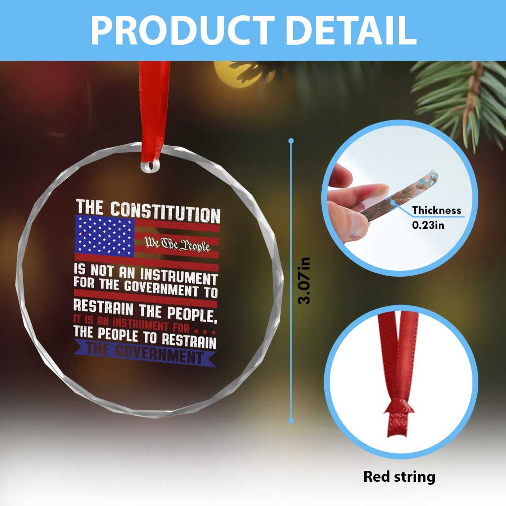 Constitution Liberty American Patriotic Crystal Glass Ornament We The People US Flag TS02