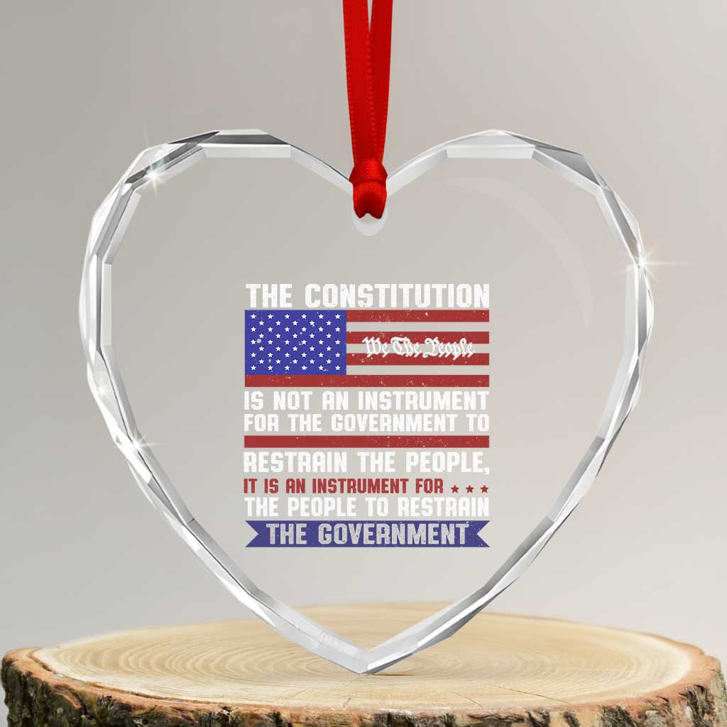 Constitution Liberty American Patriotic Heart Crystal Glass Ornament We The People US Flag - Wonder Print Shop