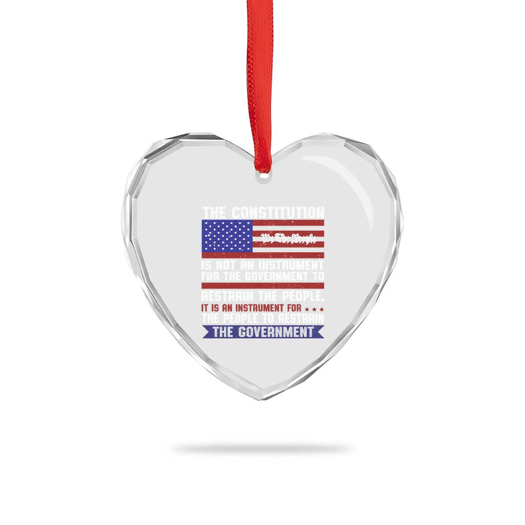 Constitution Liberty American Patriotic Heart Crystal Glass Ornament We The People US Flag - Wonder Print Shop