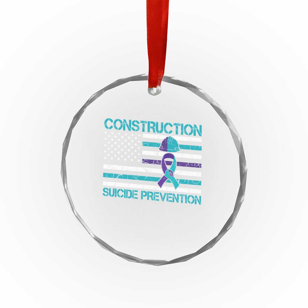 Construction Suicide Prevention Awareness Crystal Glass Ornament Mental Health American Flag