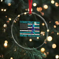 Construction Suicide Prevention Awareness Crystal Glass Ornament Mental Health American Flag