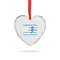 Construction Suicide Prevention Awareness Heart Crystal Glass Ornament Mental Health American Flag
