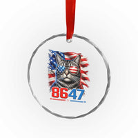 Cool 8647 Patriotic Cat Crystal Glass Ornament American Flag Sunglasses Tabby Cat Political Satire