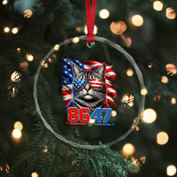 Cool 8647 Patriotic Cat Crystal Glass Ornament American Flag Sunglasses Tabby Cat Political Satire