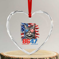 Cool 8647 Patriotic Cat Heart Crystal Glass Ornament American Flag Sunglasses Tabby Cat Political Satire