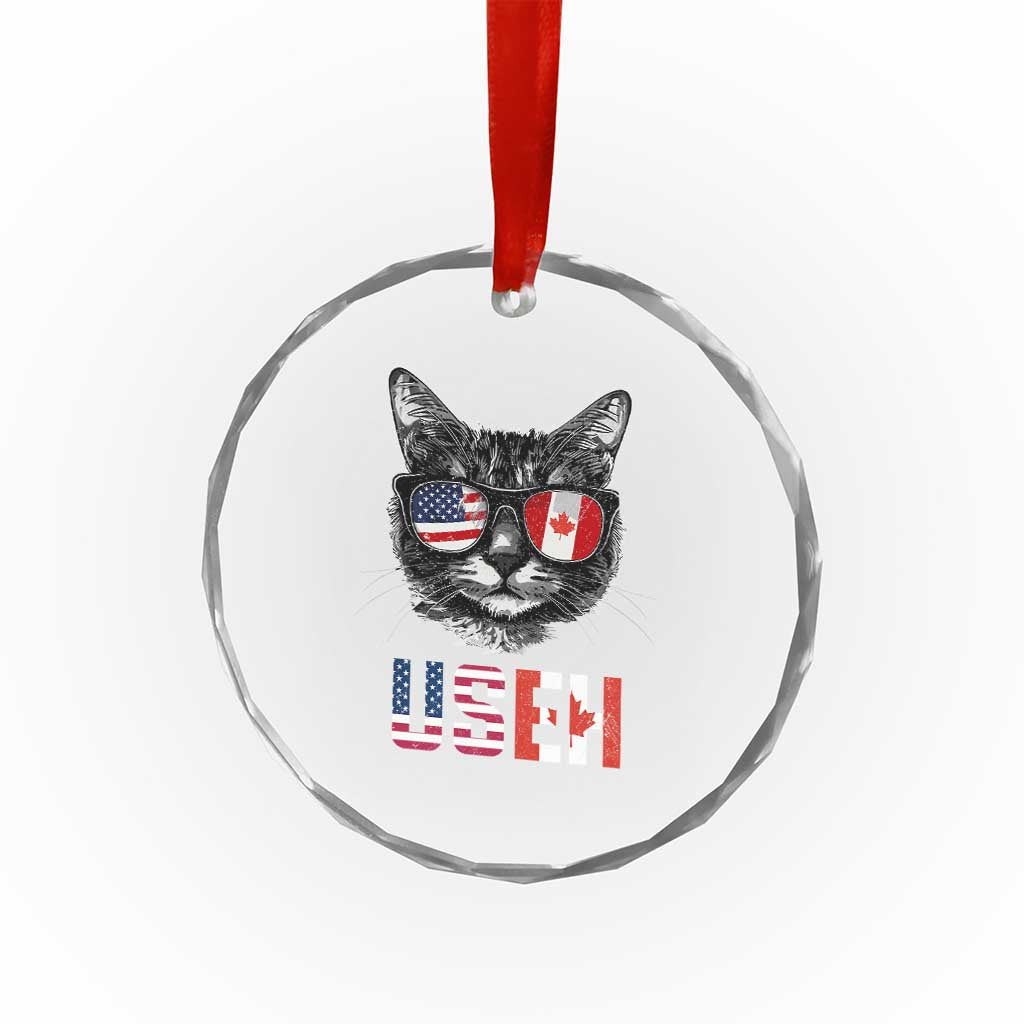 Cool American Canadan Cat Crystal Glass Ornament US EH American Canada Flag Funny TS02