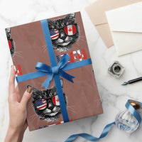 Cool American Canadan Cat Wrapping Paper Roll US EH American Canada Flag Funny
