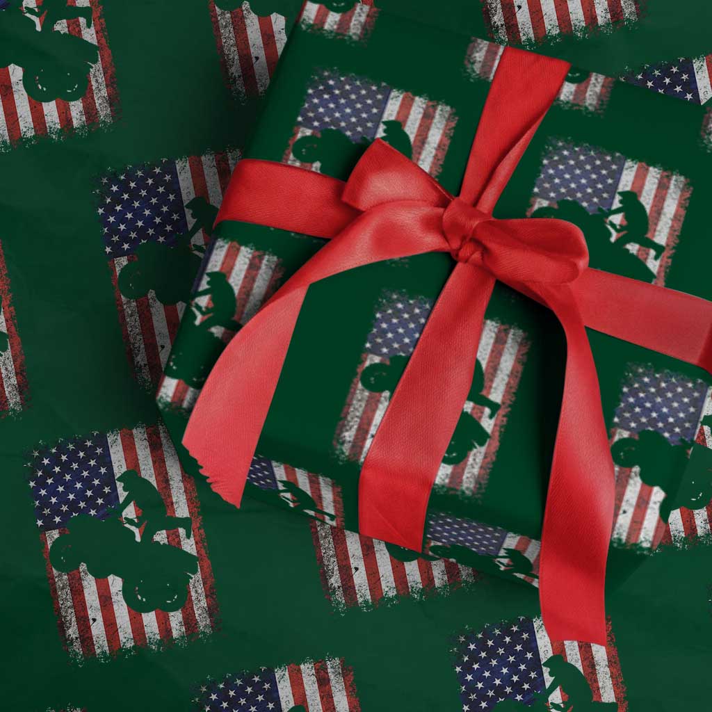 Cool ATV American Flag Wrapping Paper Roll Retro Quad 4 Wheeler ATV Riding Quadrider Off Road - Wonder Print Shop