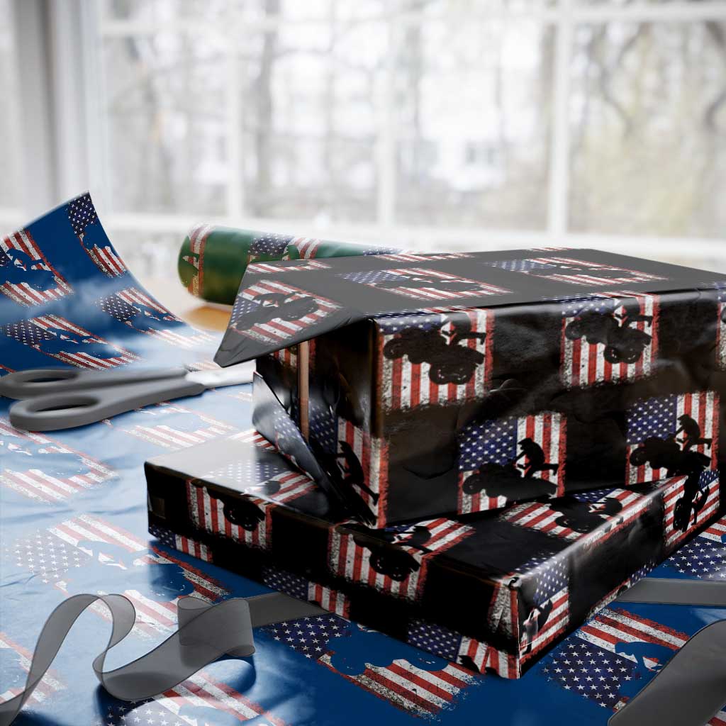 Cool ATV American Flag Wrapping Paper Roll Retro Quad 4 Wheeler ATV Riding Quadrider Off Road - Wonder Print Shop