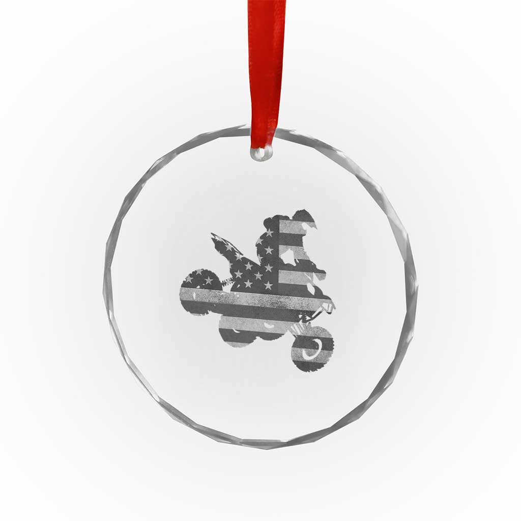 Cool ATV Crystal Glass Ornament Quad 4 Wheeler ATV Riding American Flag - Wonder Print Shop