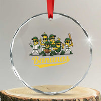 Cool Bananas Squad Playing Baseball Graphic Crystal Glass Ornament for Sports Fans Entertainment