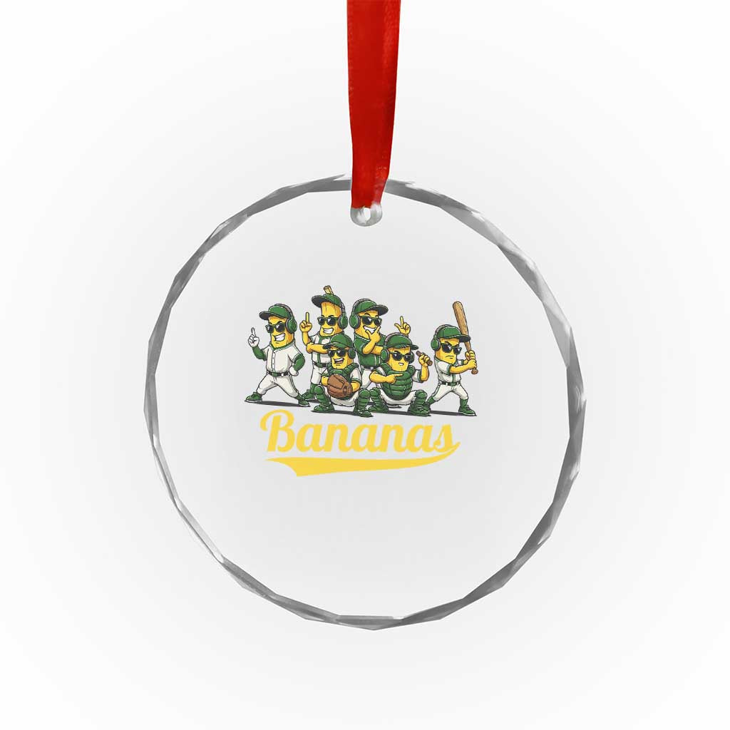 Cool Bananas Squad Playing Baseball Graphic Crystal Glass Ornament for Sports Fans Entertainment