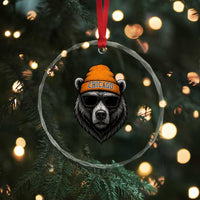 Cool Bear Chicago Graphic Crystal Glass Ornament Retro Vibe City Pride Beanie and Sunglasses TS02