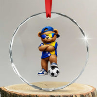 Cool Bosnia Herzegovina Flag Teddy Bear Soccer Fan Crystal Glass Ornament BIH Bosnian Heritage Football Lovers
